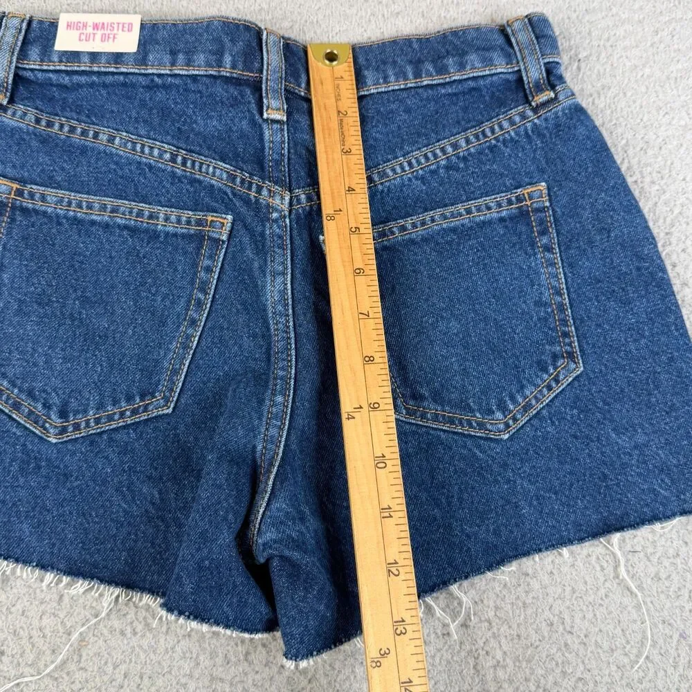 VICTORIA'S SECRET Pink Cut Off Short Women 25 Blue Denim High Rise Zip Fly Booty